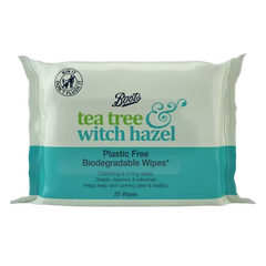 Boots Tea Tree & Witch Hazel Biodegradable Cleansing & Toning Wipes 25s