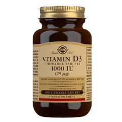 Solgar Vitamin D3 1000 IU (25 mcg) Chewable Tablets - Pack of 100
