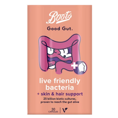 Boots Good Gut Live Friendly Bacteria + Skin & Hair Support 30 Capsules