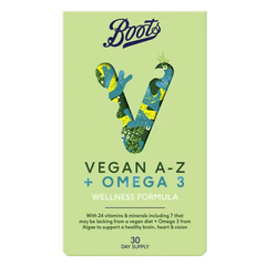 Boots Vegan A-Z + Omega 3 Wellness Formula 30 Tablets + 30 Capsules