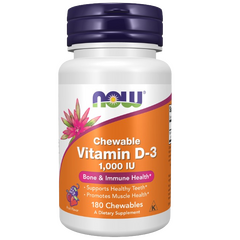 NOW Foods Vitamin D-3 1,000 IU - 180 Chewable