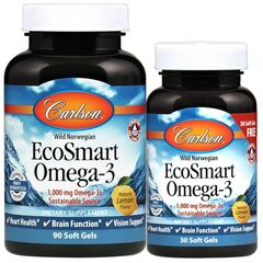 CarlsonLabs Smart Omega-3, 1000mg Natural Lemon - 90 + 30 softgels