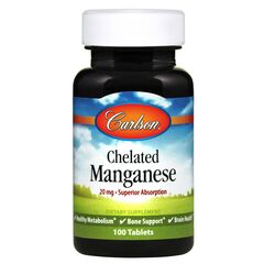 CarlsonLabs Chelated Manganese, 20mg - 100 tablets