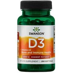 Swanson Vitamin D-3, 5000 IU - 250 softgels