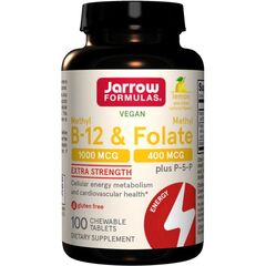 Jarrows Formulas Methyl B-12 & Methyl Folate, Lemon - 100 chewable tabs
