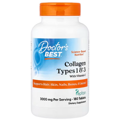 Doctor's Best Collagen Types 1 and 3 with Peptan and Vitamin C, 3000mg - 180 tabs