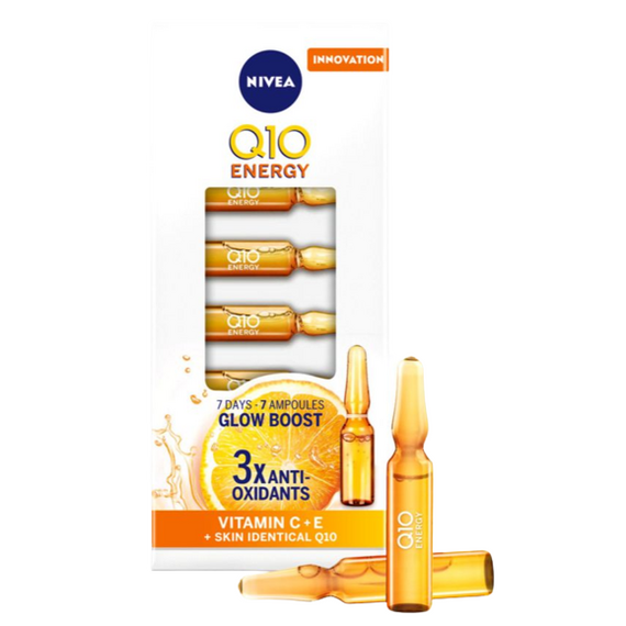 NIVEA Q10 Energy Glow Boosting Face Ampoules Serum with Vitamin C x7 Ampoules