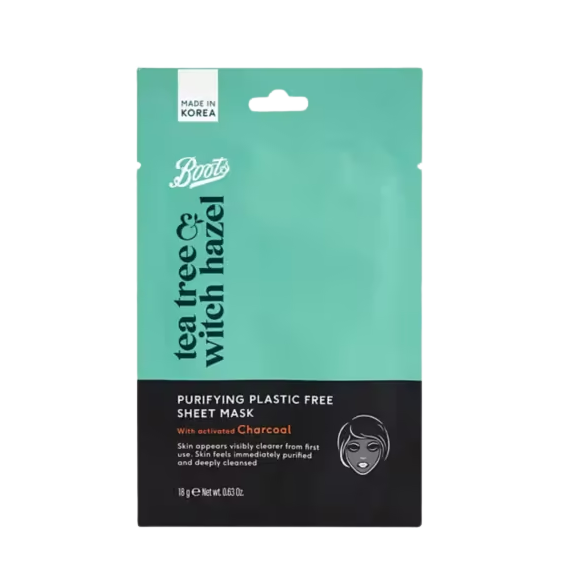 Boots Tea Tree & Witch Hazel Purifying Plastic Free Sheet Mask 18g