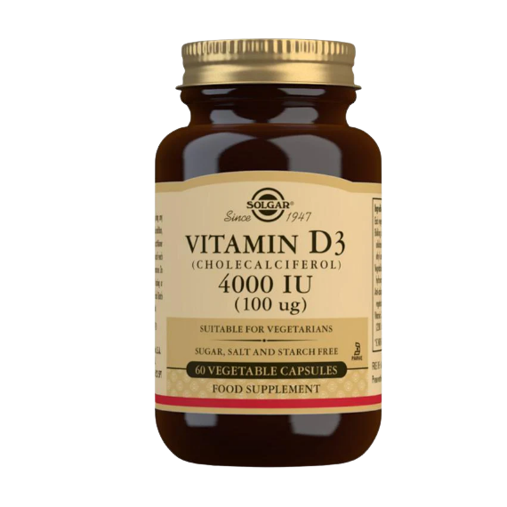 Solgar Vitamin D3 (Cholecalciferol) 4000 IU (100 mcg) Vegetable Capsules 60 Caps