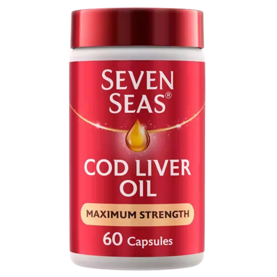 Seven Seas Cod Liver Oil Max Strength Omega-3 Fish Oil & Vitamin D 60 Capsules