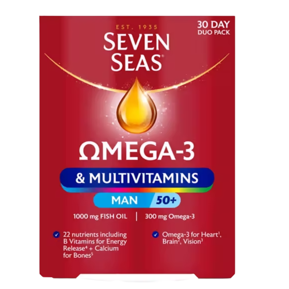 Seven Seas Omega 3 & Multivitamins Man 50+, 30 Day Duo Pack