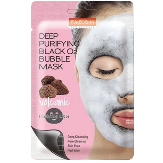PUREDERM - Deep Purifying Black O2 Bubble Mask (Volcanic) 20g