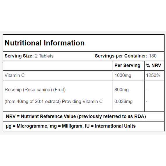 Simplysupplements Vitamin C 500mg with Rosehip 400mg 360 Tablets
