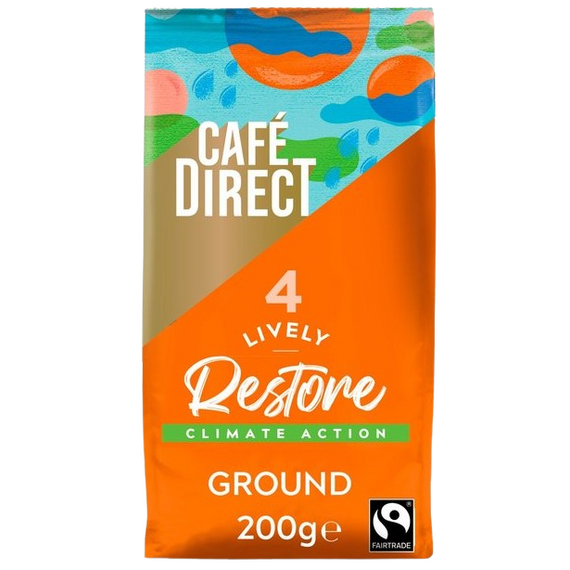 Cafedirect Fairtrade Restore Lively Roast Ground Coffee 200g