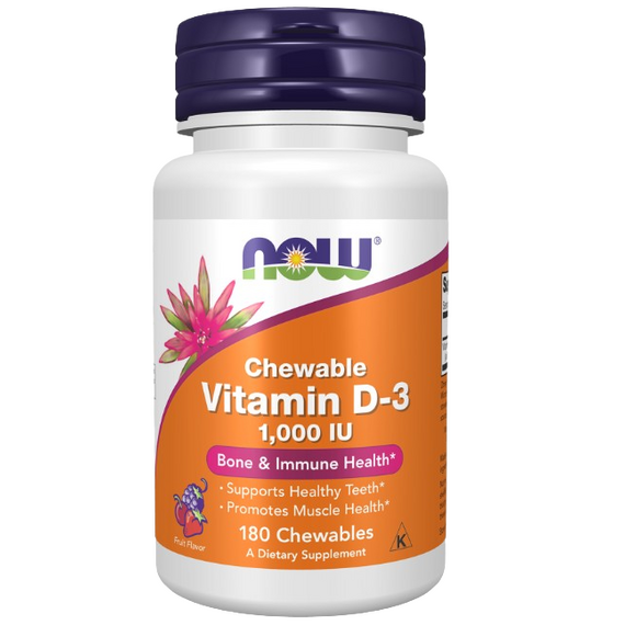 NOW Foods Vitamin D-3 1,000 IU - 180 Chewable