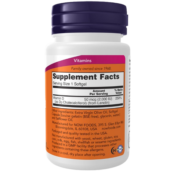 NOW Foods Vitamin D-3 2,000 IU - 30 Softgels