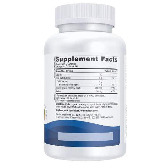 Nordic Naturals Vitamin C Gummies, 250mg Tangerine - 120 gummies