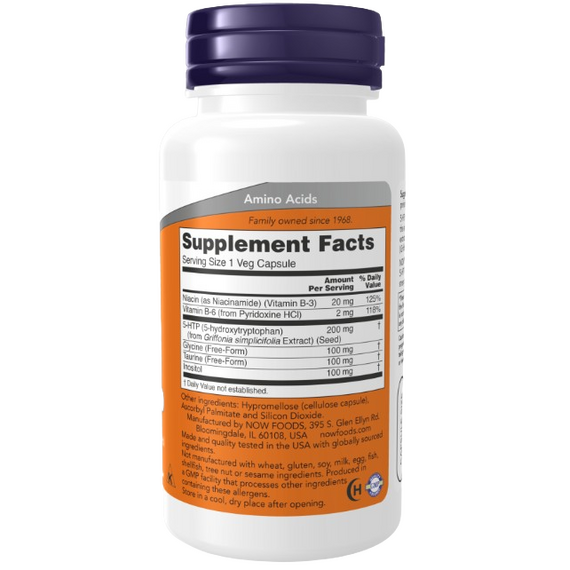 Now Foods 5-HTP with Glycine Taurine & Inositol - 200mg - 60 vcaps