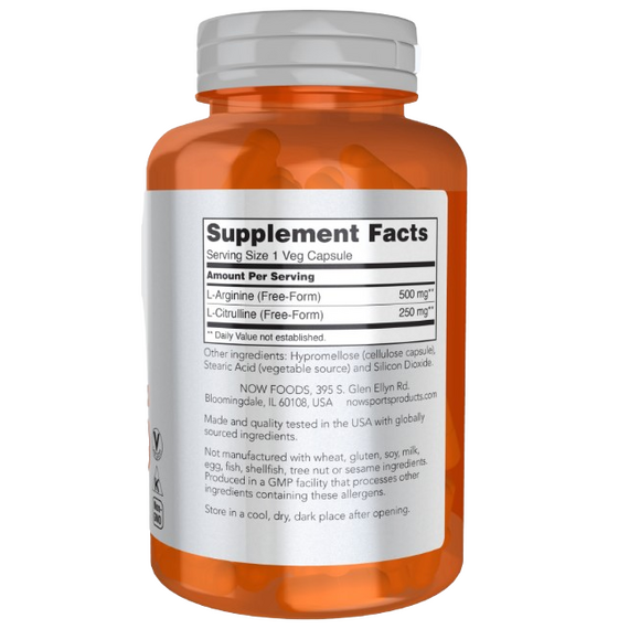 Now Foods Arginine & Citrulline - 120 Caps