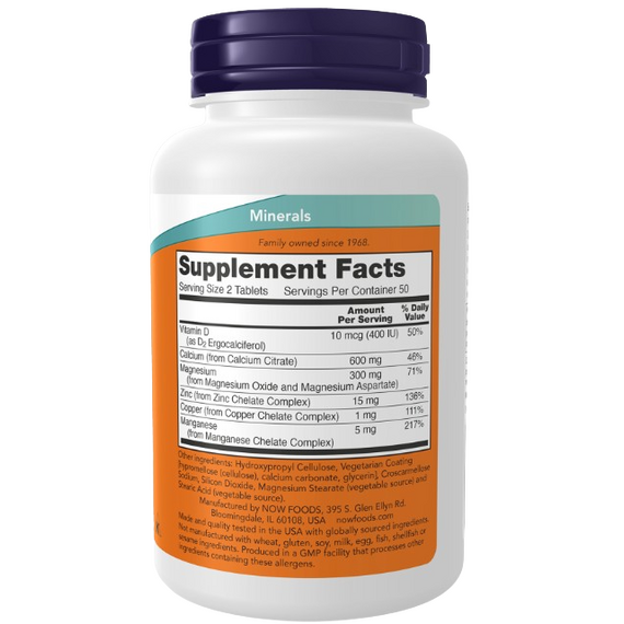Now Foods Calcium Citrate with Minerals & Vitamin D-2 - 100 tablets