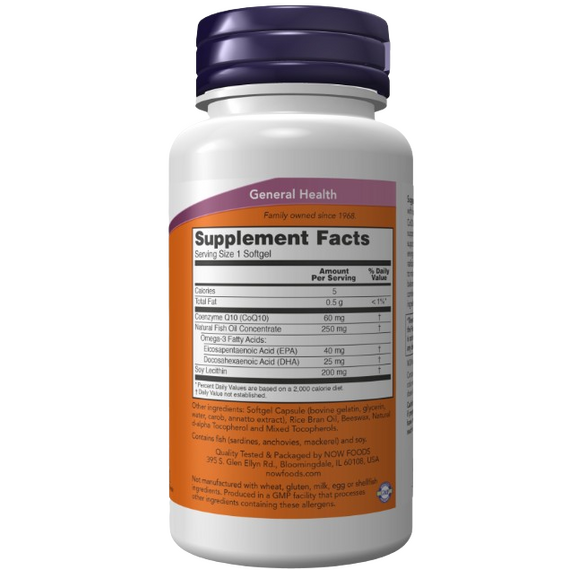 Now Foods CoQ10 with Omega-3 - 60mg - 60softgels