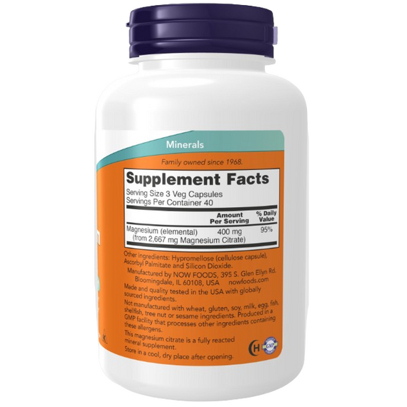 Now Foods Magnesium Citrate - 400mg - 120 vcaps