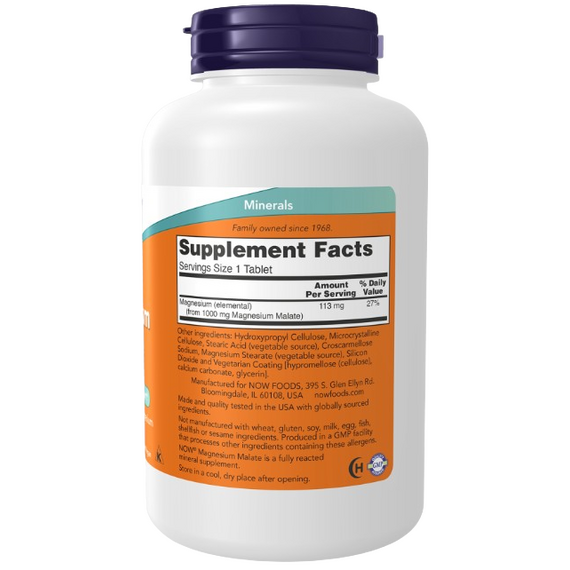 Now Foods Magnesium Malate, 1000mg - 180 tablets