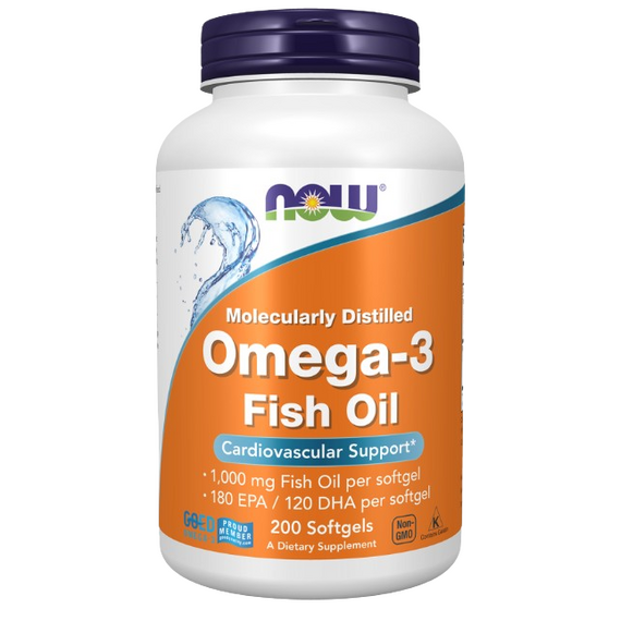 Now Foods Omega-3 Fish Oil - Molecularly Distilled - 200 softgels