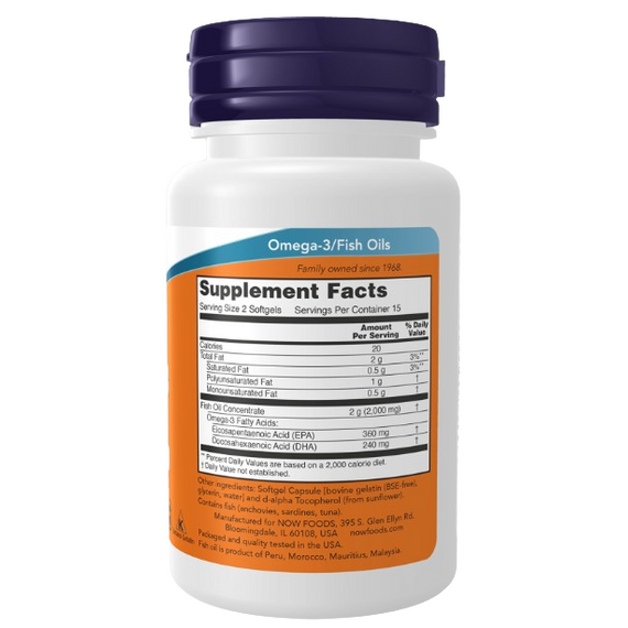 Now Foods Omega-3 Fish Oil - Molecularly Distilled - 500 softgels