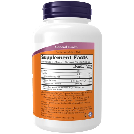 Now Foods Sunflower Lecithin - 1200mg - 100 softgels