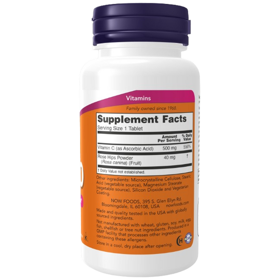Now Foods Vitamin C-500 with Rose Hips - 100 tablets