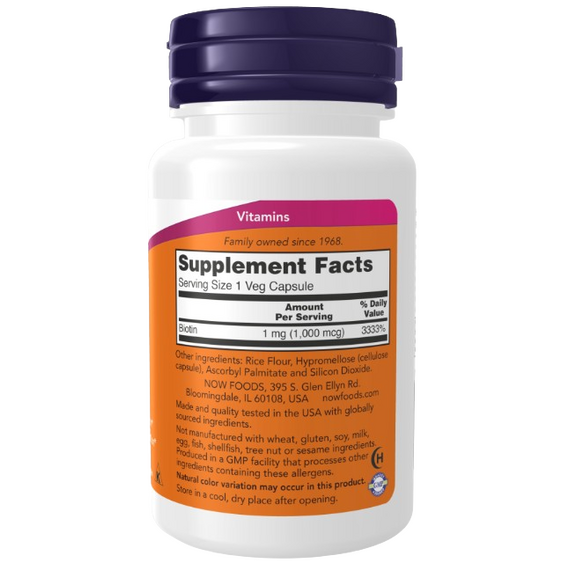 Now Foods Biotin 1000mcg - 100 vcaps