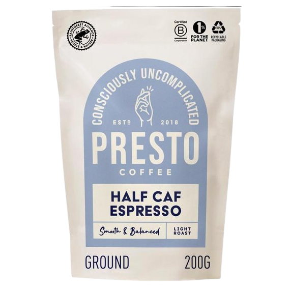 Presto Half Caf Espresso Ground Coffee 200g