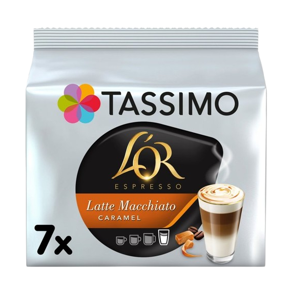 Tassimo L'OR Caramel Latte Macchiato Coffee Pods 7 per pack
