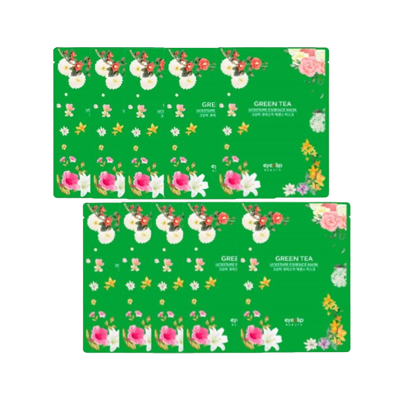 EYENLIP - Moisture Essence Mask - 10pcs - Green Tea