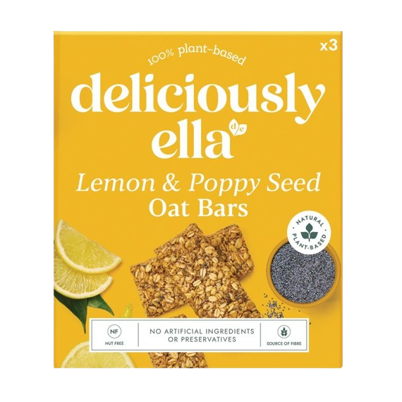 Deliciously Ella Lemon & Poppy Seed Oat Bars 3 x 50g