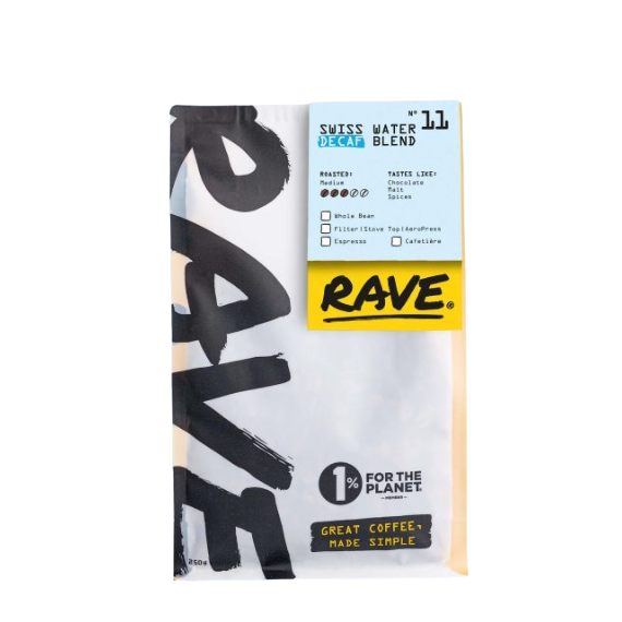 Rave Swiss Water Decaf Blend Nº 11 250 grams ( Expresso Grind )