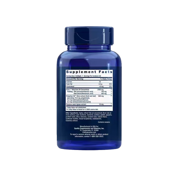 Life Extension Super Omega-3 EPA/DHA with Sesame Lignans & Olive Extract - 240 softgels