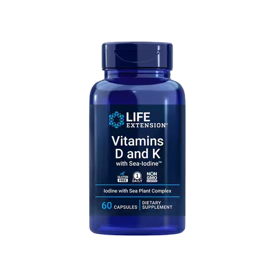 Life Extension Vitamins D and K with Sea-Iodine - 60 caps