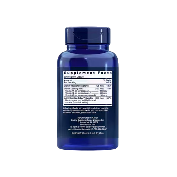 Life Extension Vitamins D and K with Sea-Iodine - 60 caps