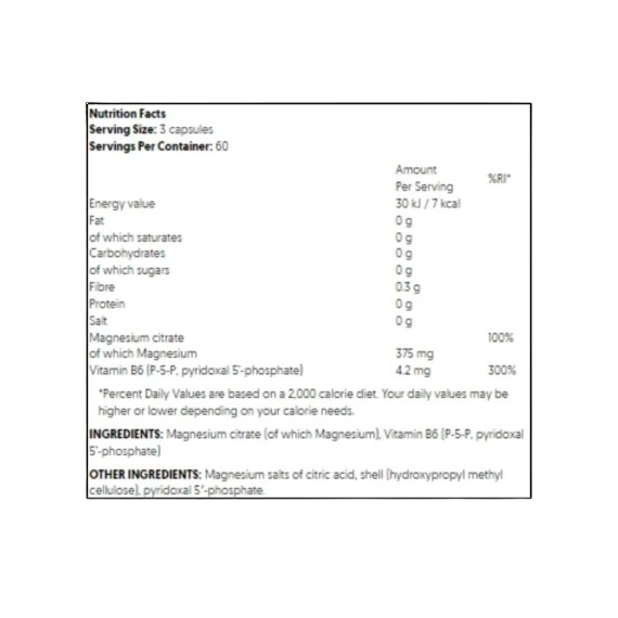Osavi Magnesium Citrate + B6 375mg + 4.2mg 90 Capsules