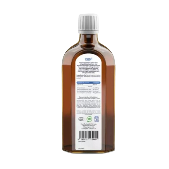 Osavi Norwegian Cod Liver Oil 1000mg Omega 3 (Unflavoured) 250ml