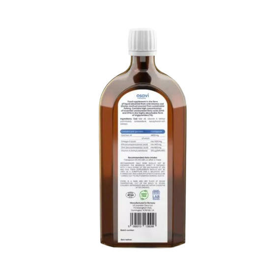 Osavi Norwegian Cod Liver Oil 1000mg Omega 3 (Unflavoured) 500ml