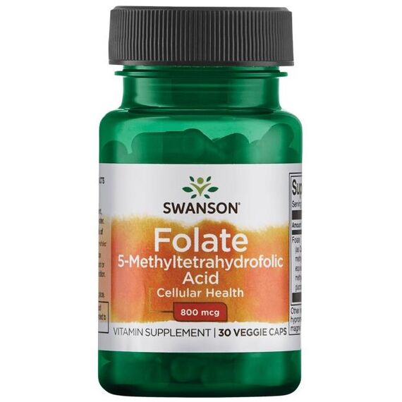 Swanson Folate (5-Methyltetrahydrofolic Acid), 800mcg - 30 vcaps