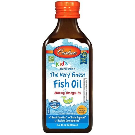 CarlsonLabs Kid's The Very Finest Fish Oil, 800mg Natural Orange - 200 ml.