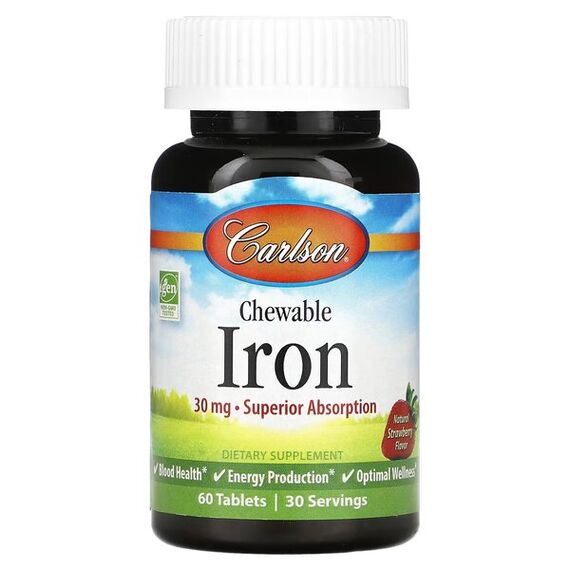 CarlsonLabs Chewable Iron, 30mg Strawberry - 60 tablets