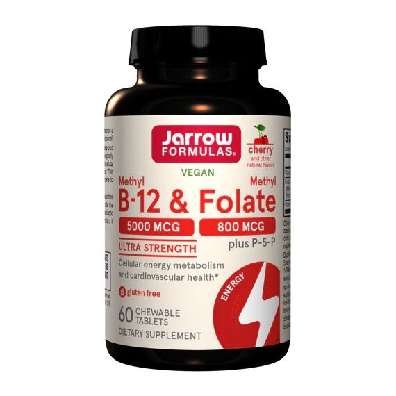 Jarrows Formulas Methyl B-12 & Methyl Folate, Cherry - 60 chewable tabs
