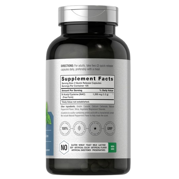 Horbäach NAC N-Acetyl Cysteine Supplement 1200mg - 250 Capsules