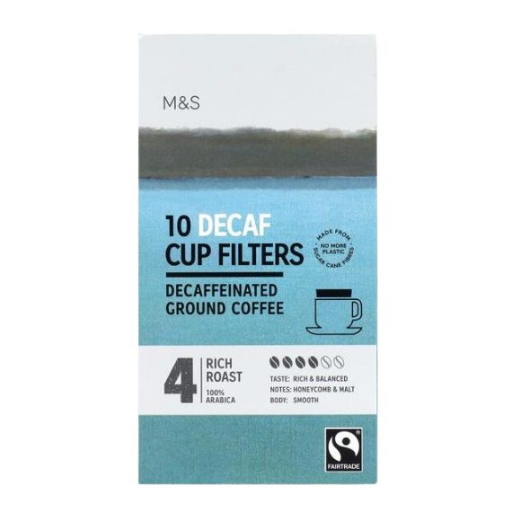 M&S Fairtrade Decaf One Cup Coffee Filters 10 per pack